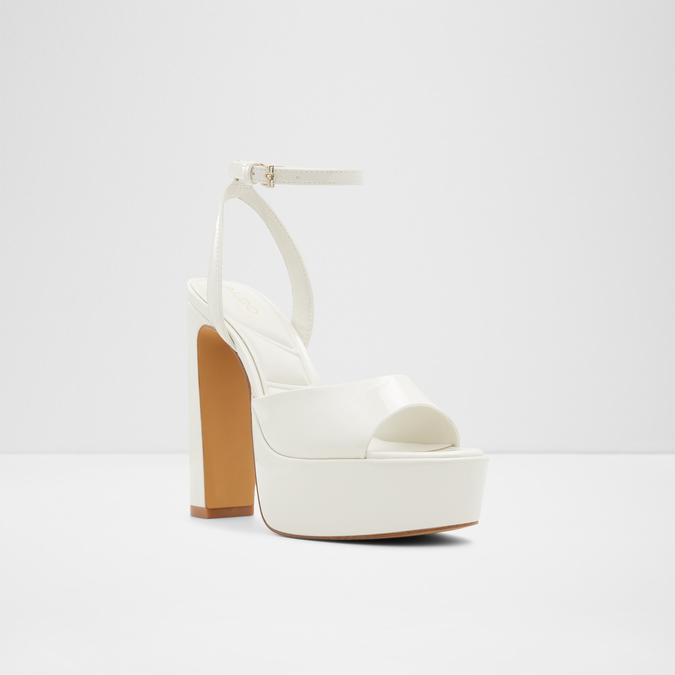 Aneissa Women's White Block Heel image number 4