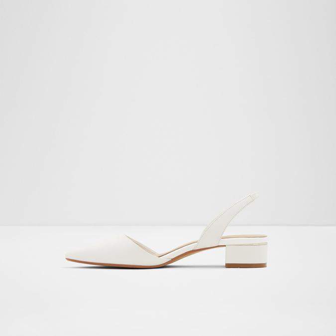 Anathana Women's White Block Heel Shoes image number 2