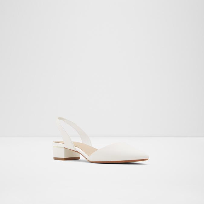 Anathana Women's White Block Heel Shoes image number 3