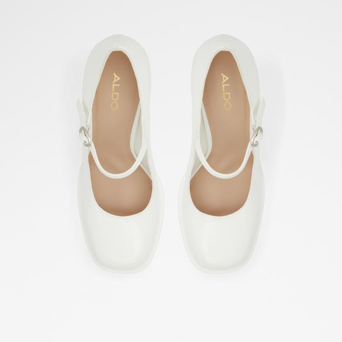 Anjie Women's Open White Block Heel Shoes image number 1