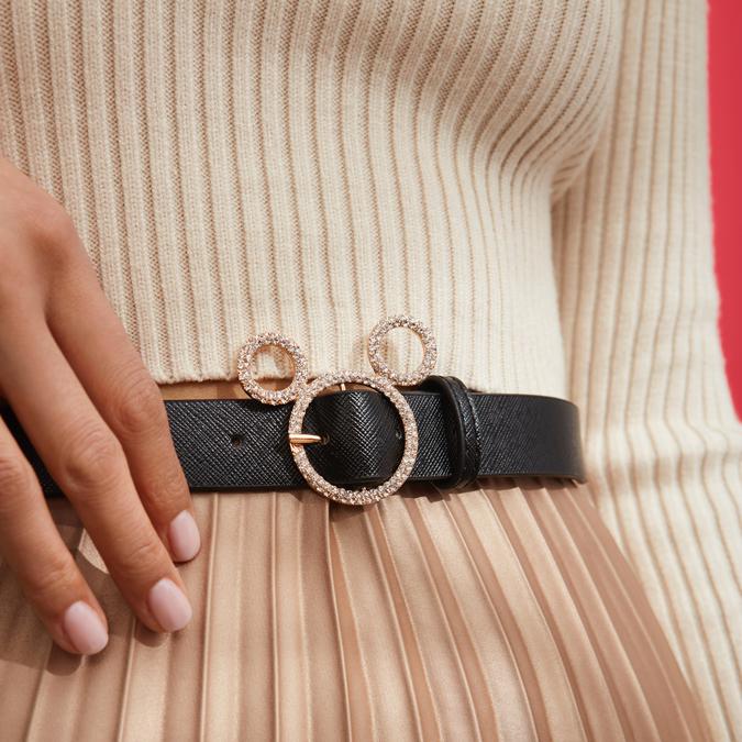 Belt-Mickey Women's Black On Gold Belt