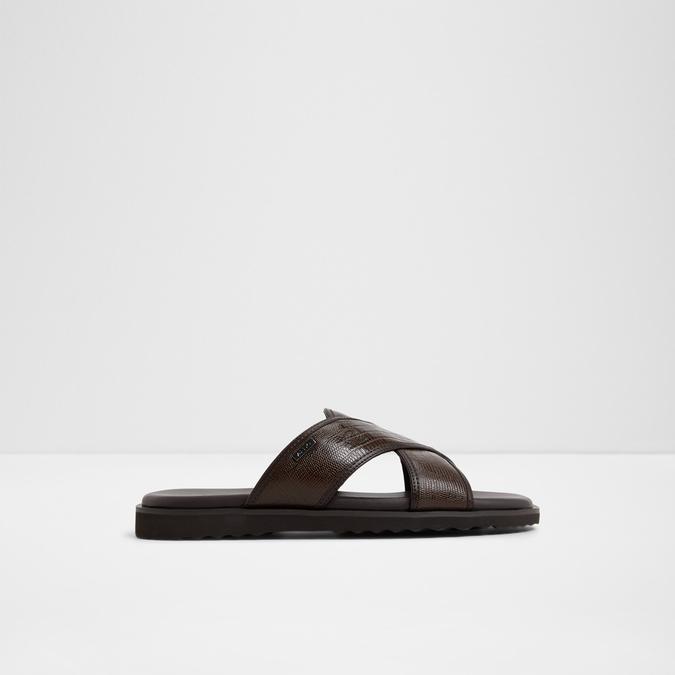 OLINOA-IN Brown Men Cross Strap Sandals