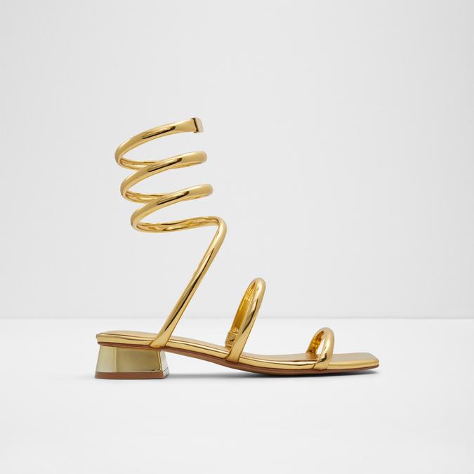 Spinnaa Women's Gold Block heel Sandals