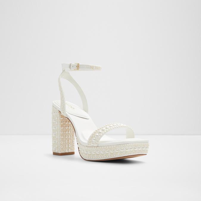 Lulu Women's White Block Heel Sandals image number 4