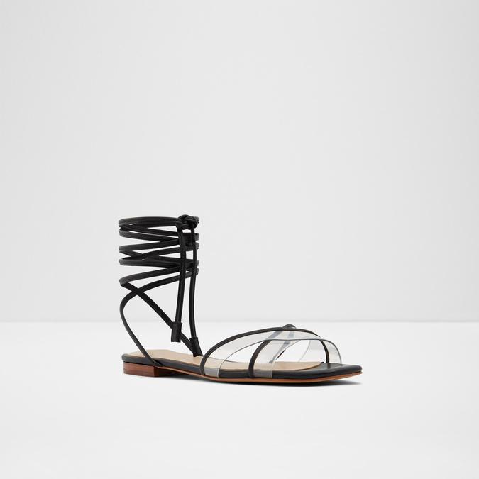 Candid Women's Black Flat Sandals image number 3