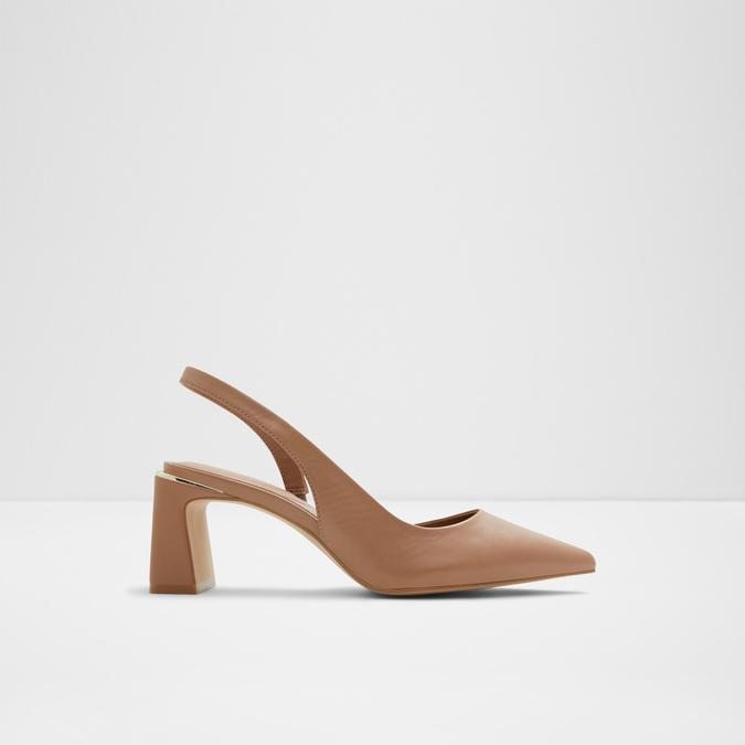 Tan Suede Block Heel Pump - Comfortable Heels - Ally Shoes