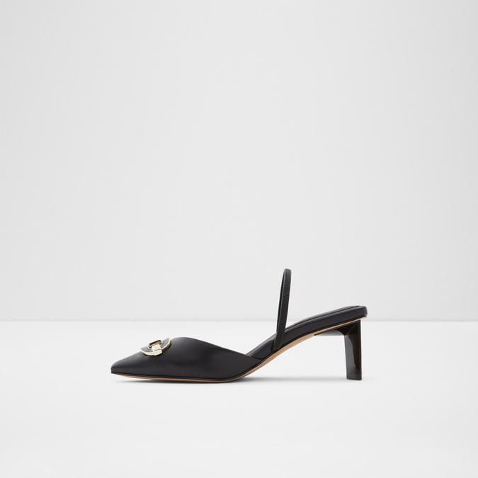 Luvita Women's Black Block Heel Shoes image number 3