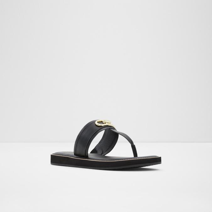 Asarona Women's Black Flat Sandals image number 3