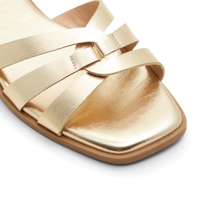 Kindhearted Women's Gold Flat Sandals image number 2