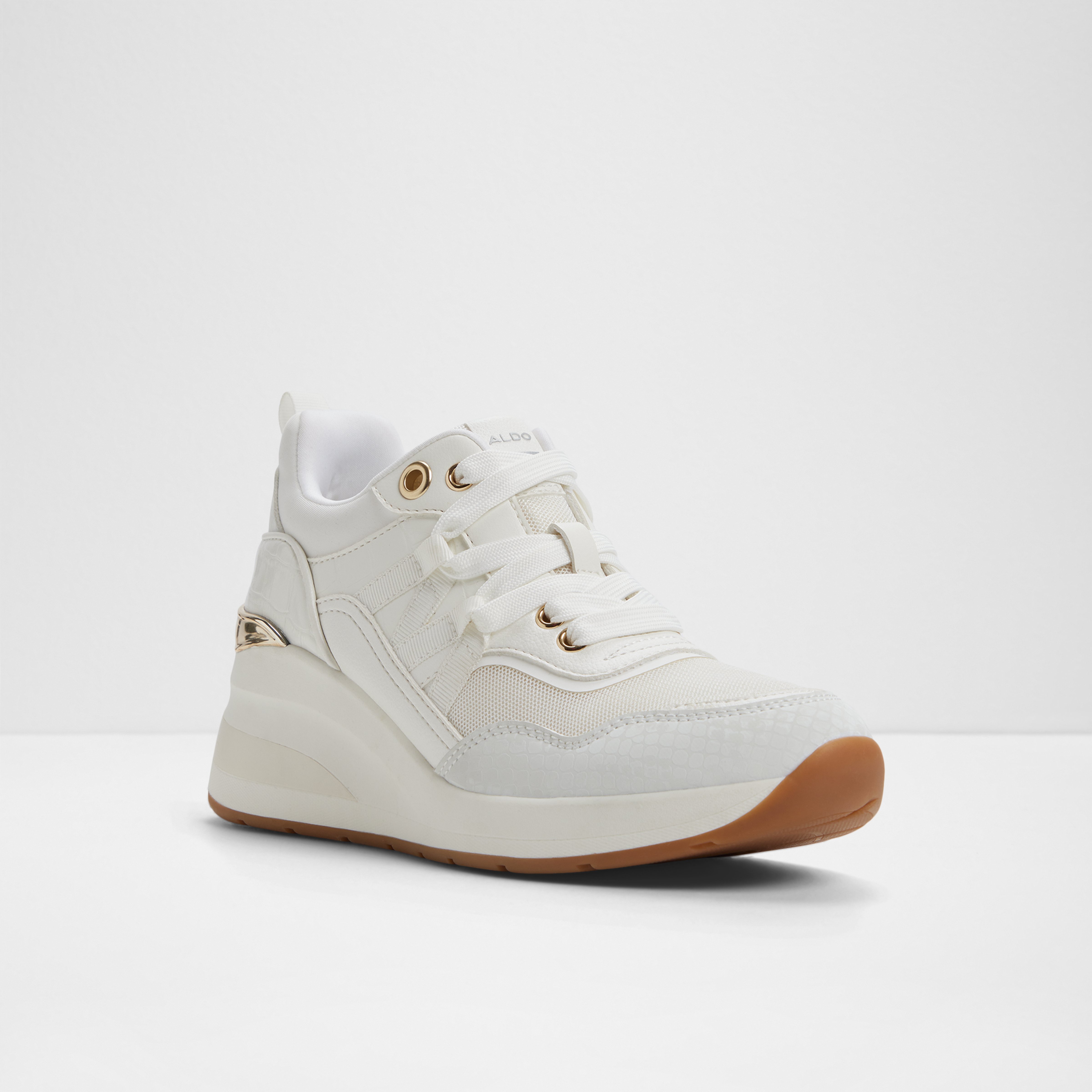Thaliria-In Women's White Sneaker Wedges image number 4