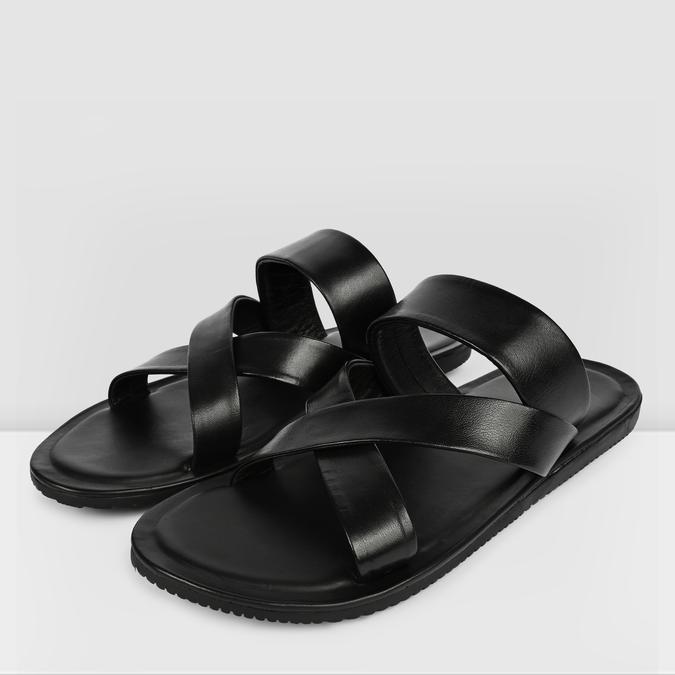 ZAHIR-IND Black Men Cross Strap Sandals image number 2
