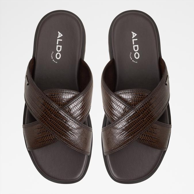 Olinoa-In Men's Brown Cross Strap Sandals