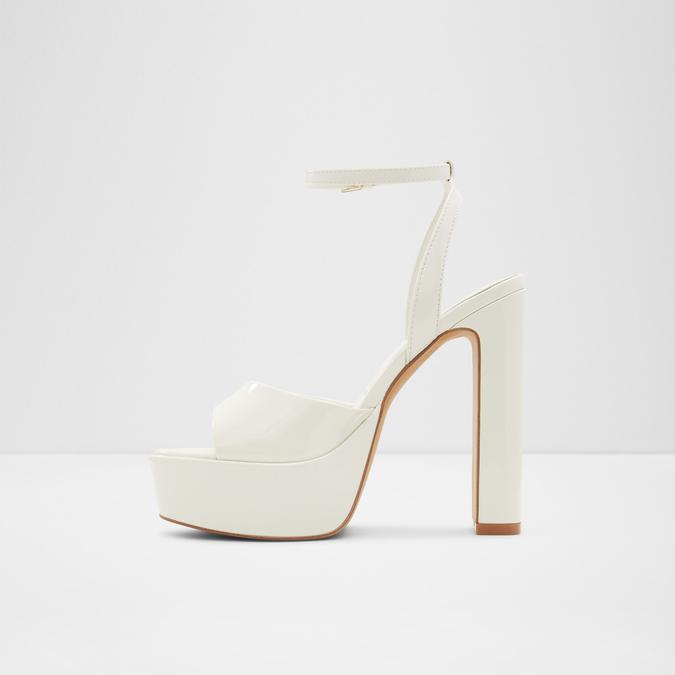 Aneissa Women's White Block Heel image number 3