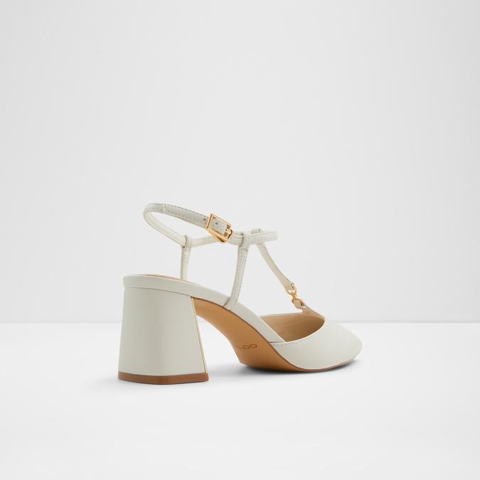 Crylla Women's White Block Heel Shoes image number 2