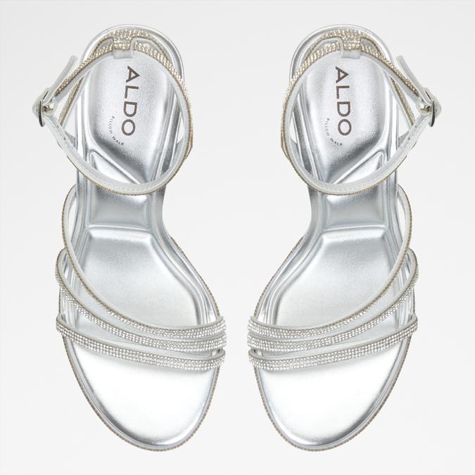 Chicglow-In Women's Silver Block Heel Sandals image number 2