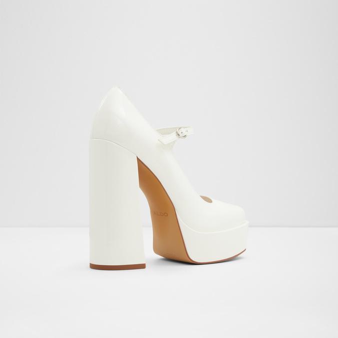 Anjie Women's Open White Block Heel Shoes image number 2