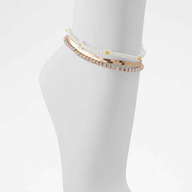 Haigojan Women's Clear On Gold Ankle Bracelet image number 0