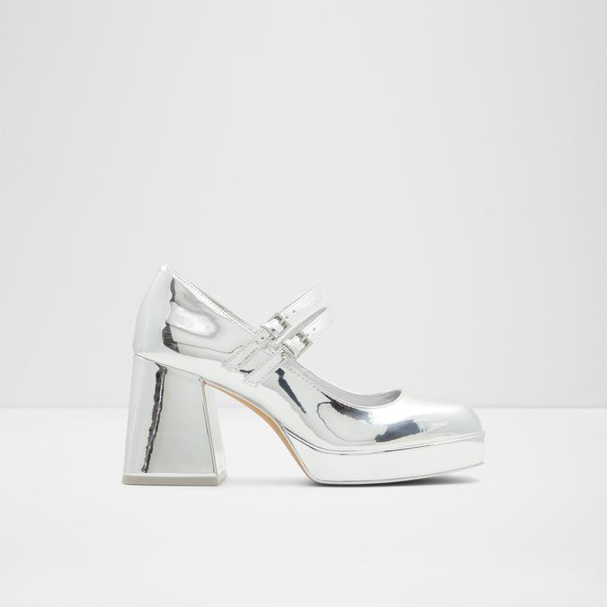 Manda Women's Silver Block Heel Shoes