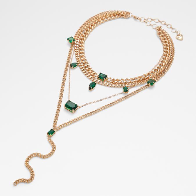 Semi-Precious Stone Green Beaded Necklace Gold | Lisa Angel