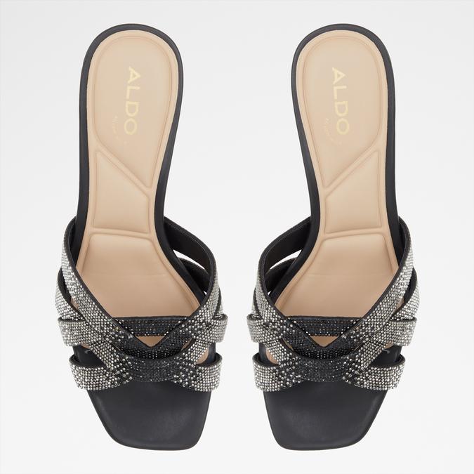 Curtsy Women's Black Block Heel Sandals image number 1