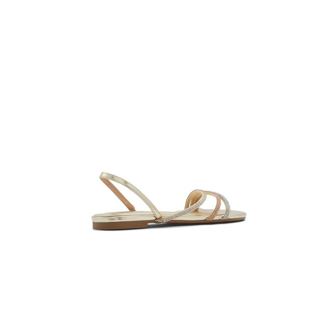 Glitter Women's Gold Flat Sandals image number 2