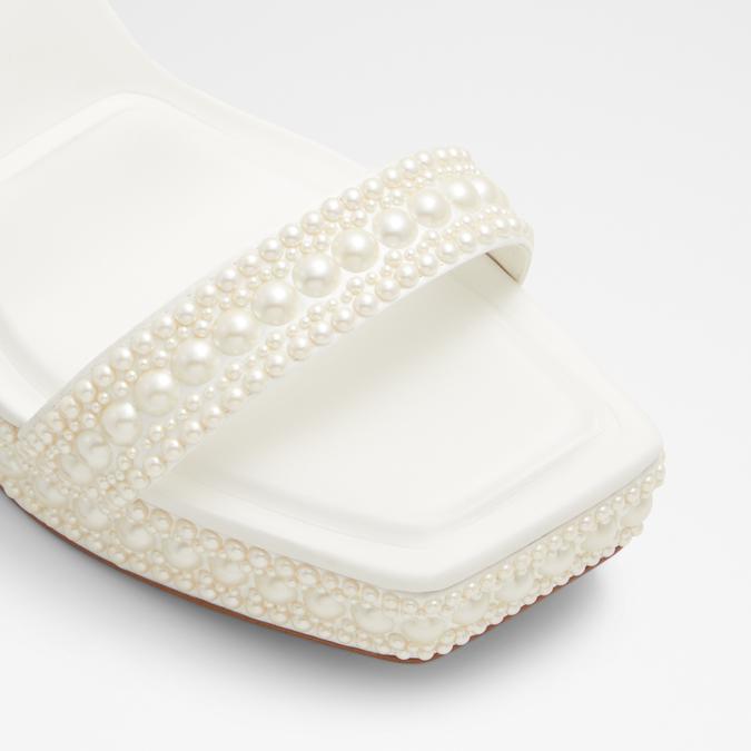 Lulu Women's White Block Heel Sandals image number 5