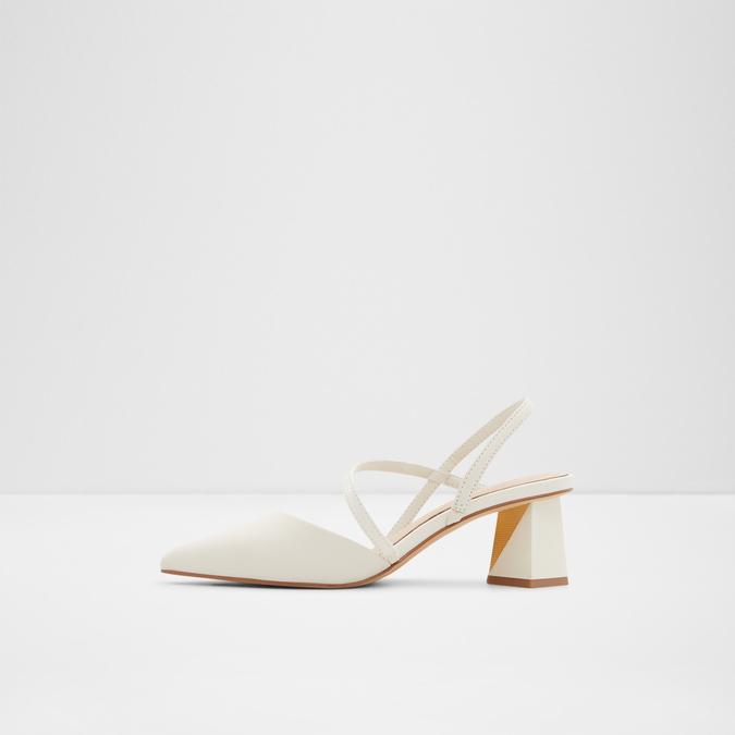 Suzette Women's White Block Heel Shoes image number 3