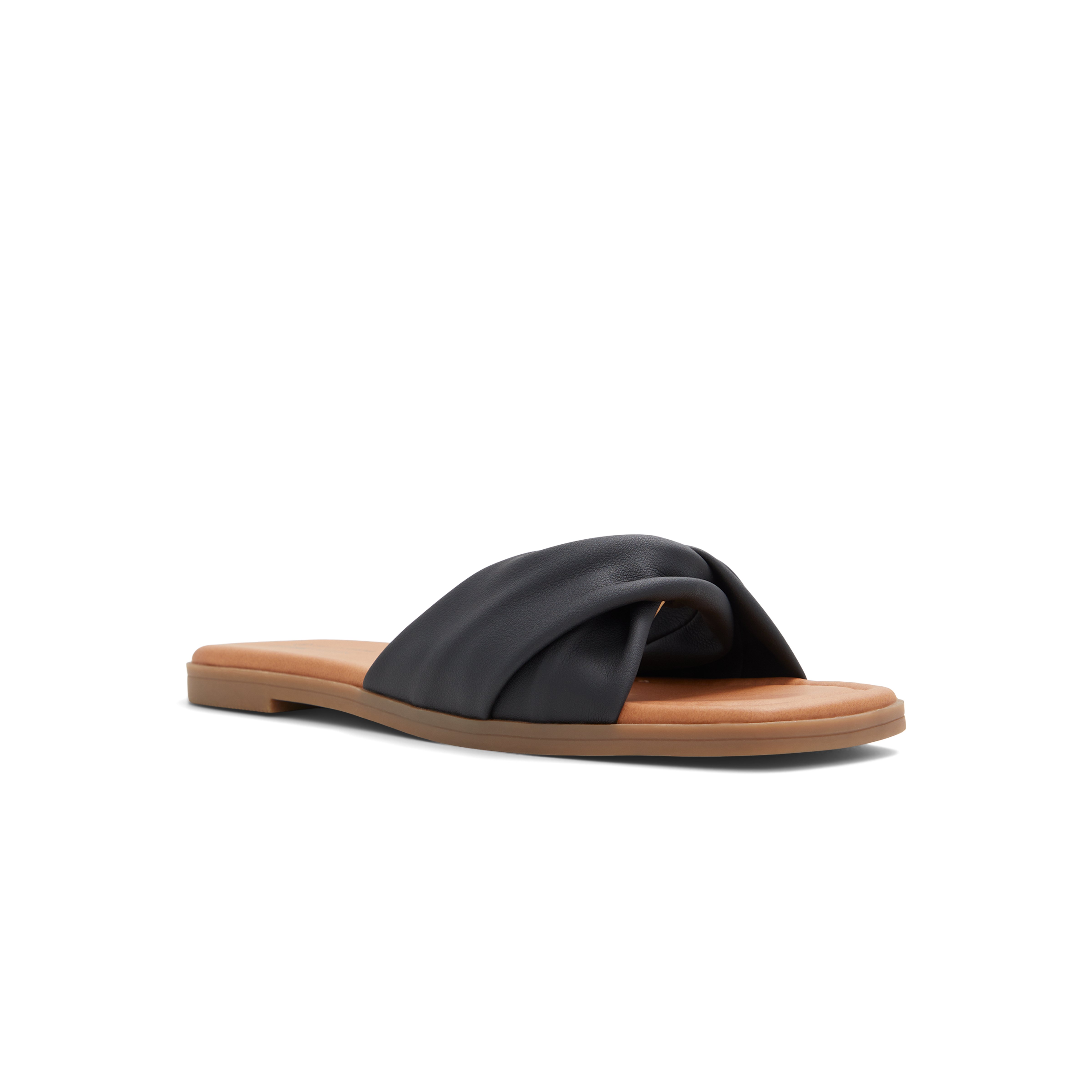 Peaches Women's Black Flat Sandals image number 4