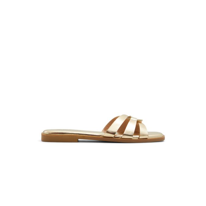 Kindhearted Women's Gold Flat Sandals image number 0