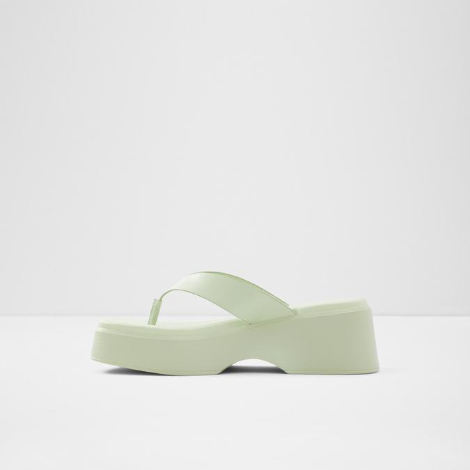 Delphy Women's Bright Green Flatform Sandals image number 3