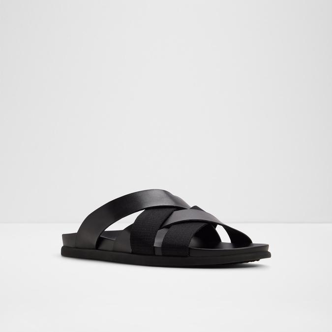 FLORIAN Black Men Cross Strap Sandals image number 3