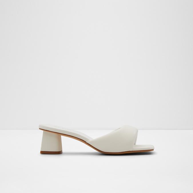 White mules block heel shop