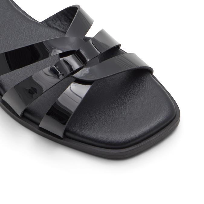 Kindhearted Women's Black Flat Sandals image number 2