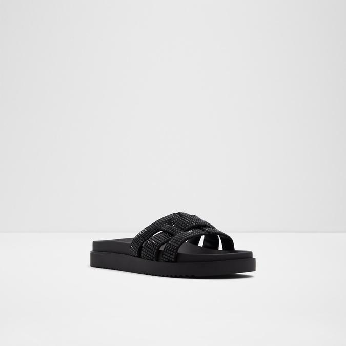 Wylalaendar Women's Black Flat Sandals image number 4