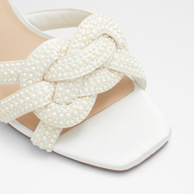 Grandly Women's White Block Heel Sandals image number 5