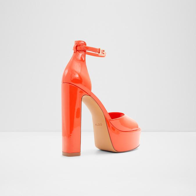 Enya Orange Satin Strappy Buckled Detail Open Square Toe Extreme Platform  Block Heels | Public Desire