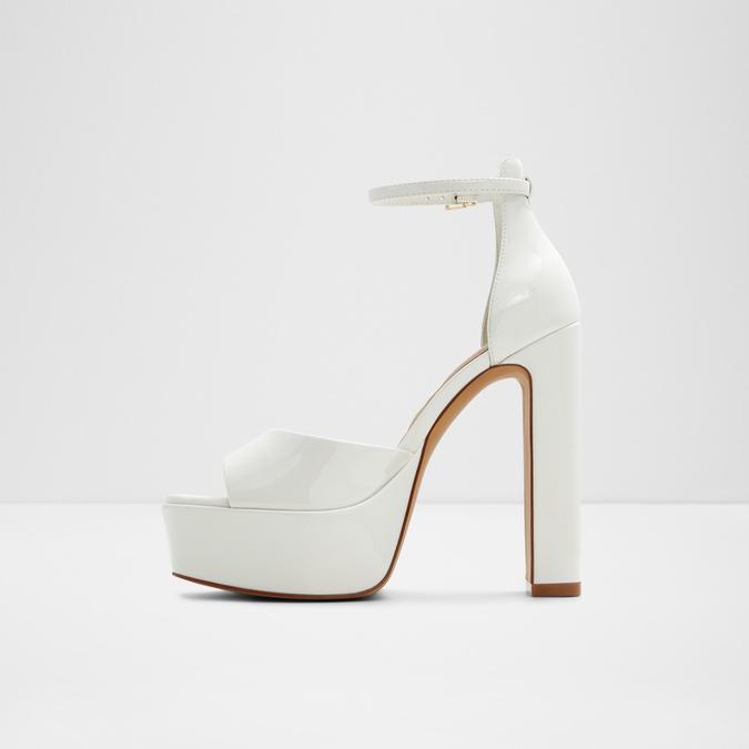 Nissa Women's White/Bone Block Heel Sandals image number 3