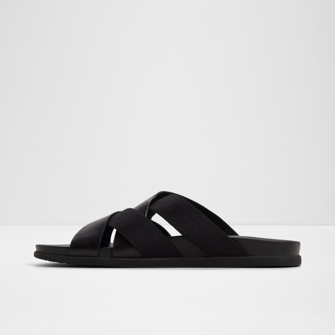 FLORIAN Black Men Cross Strap Sandals image number 2