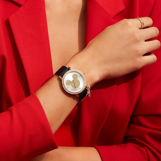 Early-Mickey Women's Black On Gold Watches