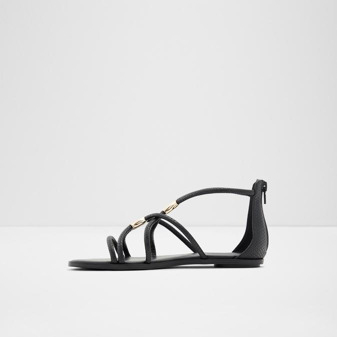 Pozoa Women's Black Flat Sandals image number 2
