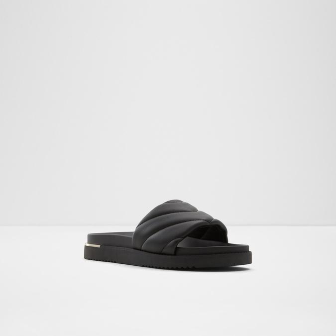 Acaswen Women's Black Flat Sandals image number 3