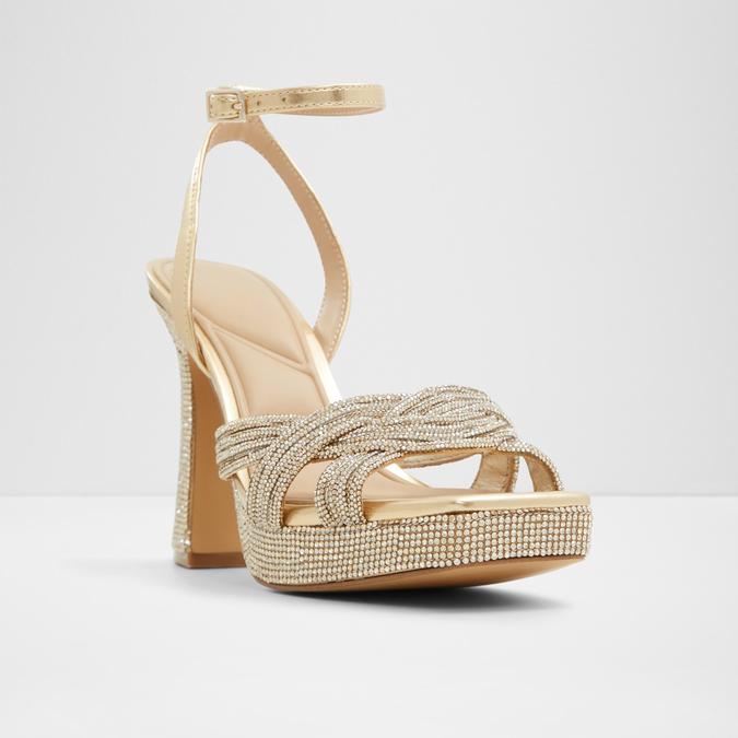 Glimma Women's Gold Block heel Sandals image number 4