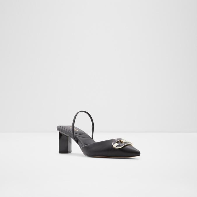Luvita Women's Black Block Heel Shoes image number 4