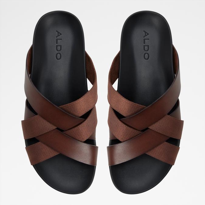 FLORIAN Brown Men Cross Strap Sandals image number 5