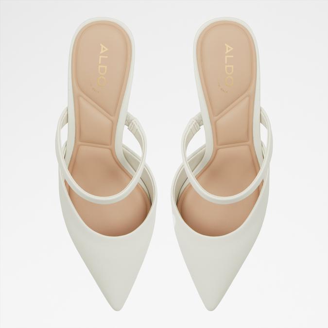 Kinski Women's White Block Heel Shoes image number 1