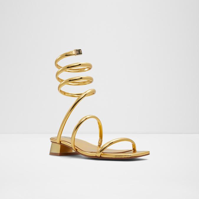 Spinnaa Women's Gold Block heel Sandals image number 4