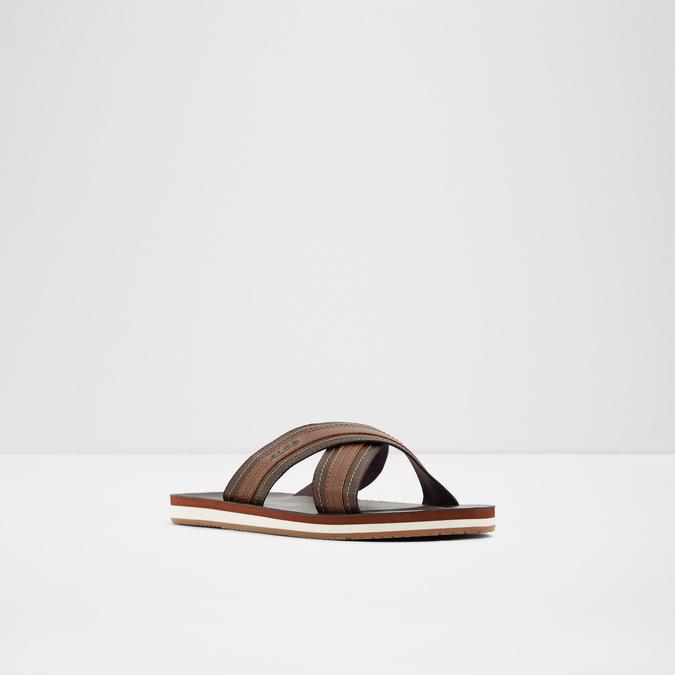 Pelowski Men's Dark Brown Cross Strap Sandals image number 3