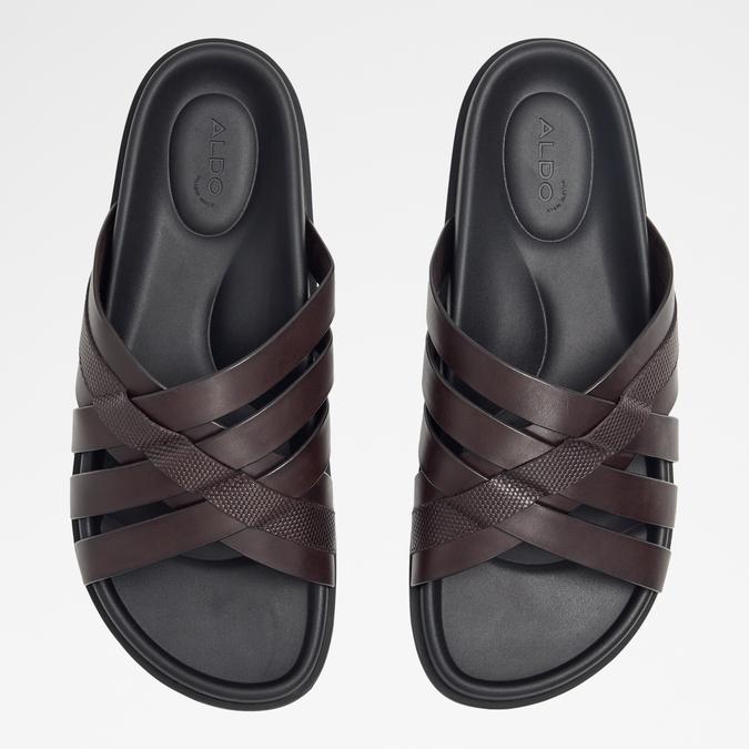 Eze Men's Brown Cross Strap Sandals