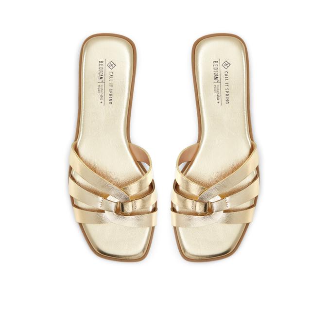Kindhearted Women's Gold Flat Sandals image number 1