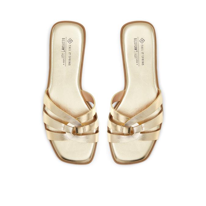 Kindhearted Women's Gold Flat Sandals image number 1